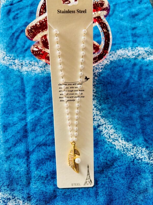 Pearl Leaf Necklace Collection - Image 3